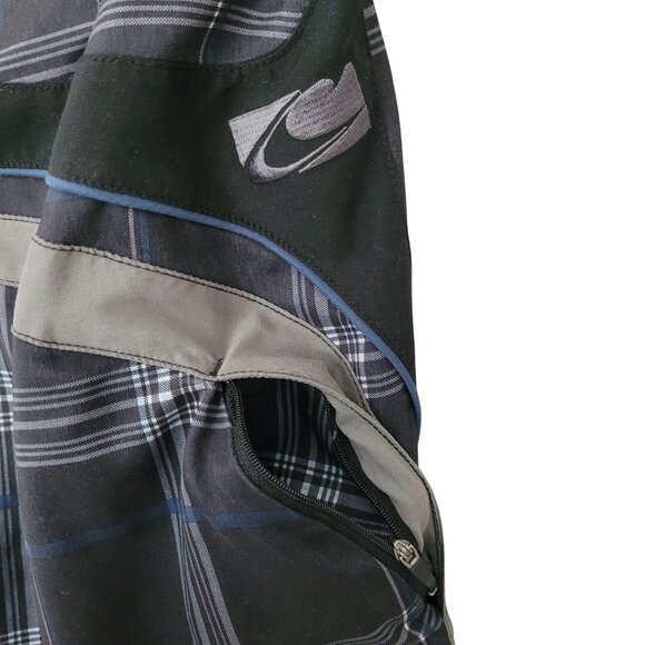 ONeill Plaid Board Shorts Mens Size 32 Black/Gray/Blue Surf Swimwear Beach - Picture 7 of 10